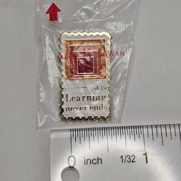 "Learning never ends" USA 15c Stamp Lapel Pin Commemorative 1.25 in X .5 in - Picture 4 of 6
